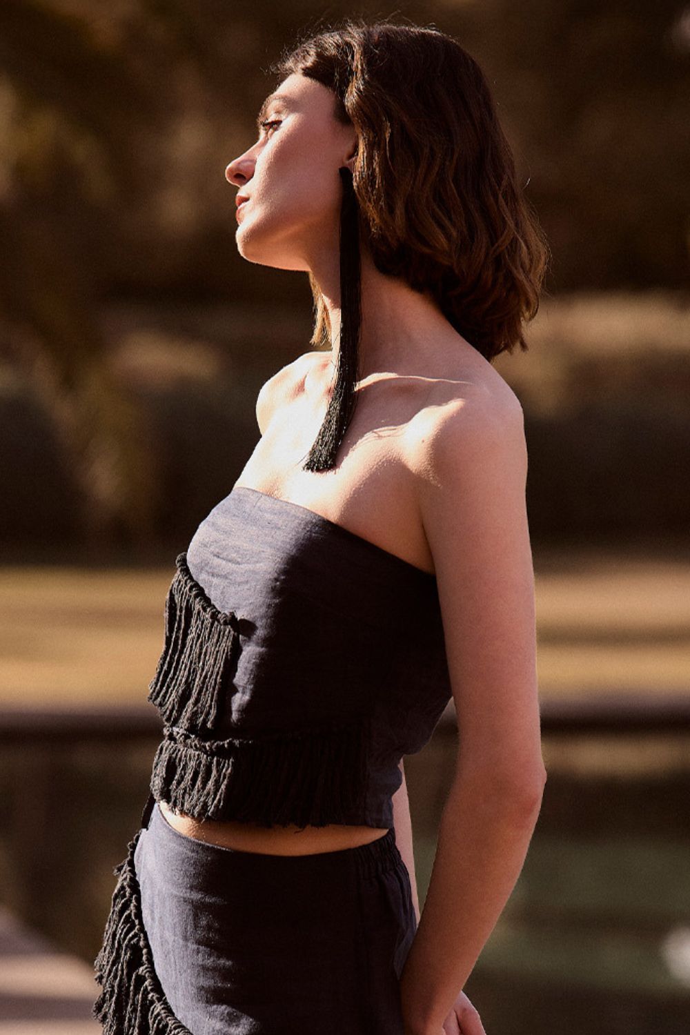 Crop top Caronte bordado azul navy