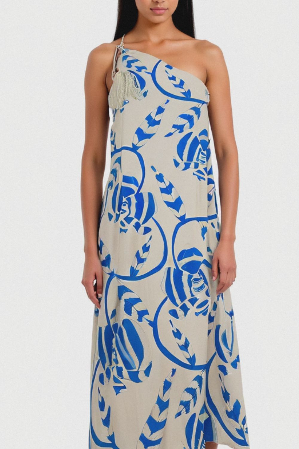 Vestido orquidea celeste azul ivory