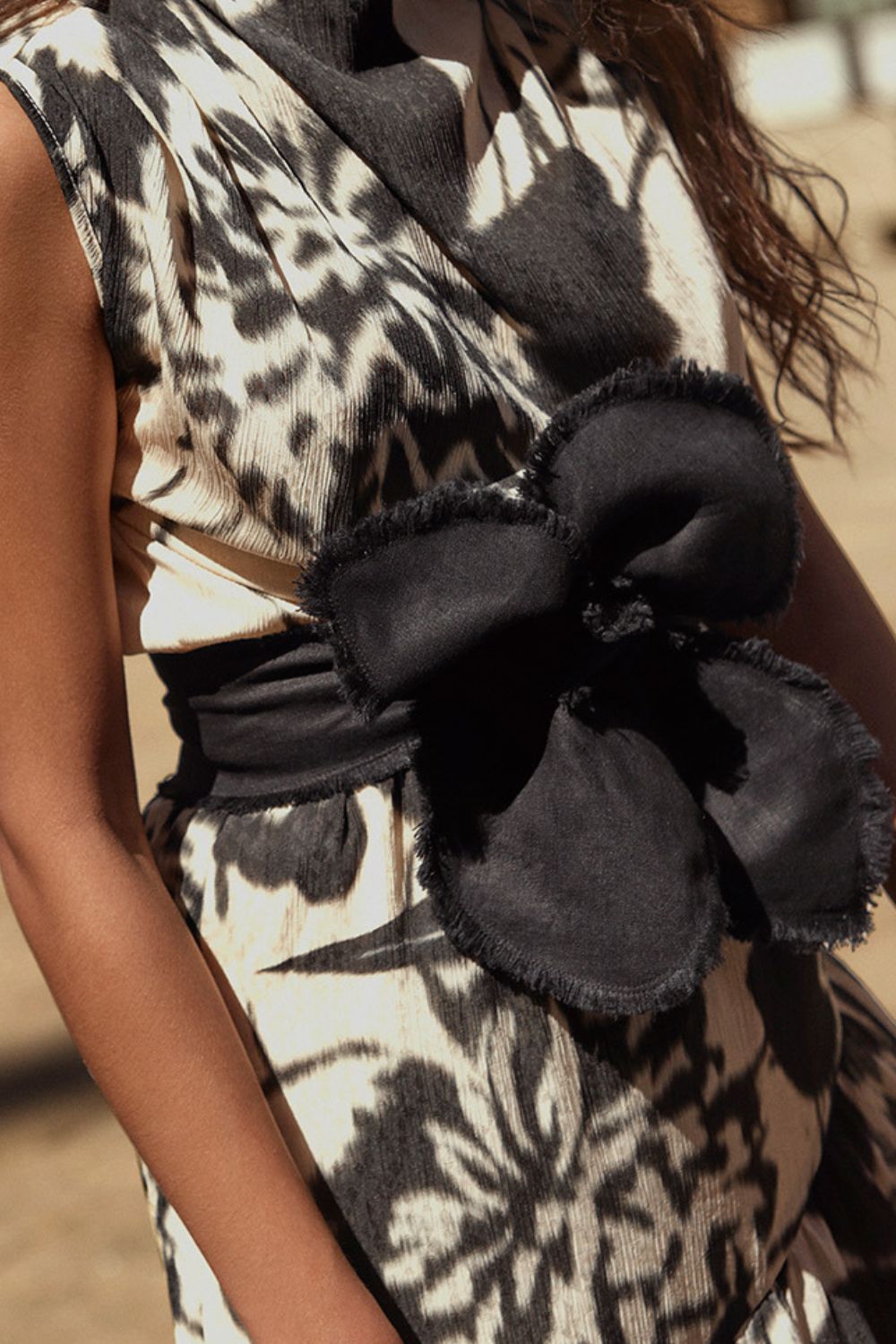 Cinturon orquidea mia Negro lino