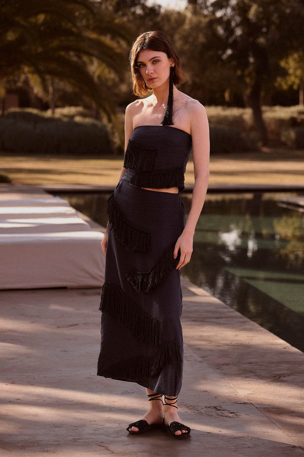 Falda Arabela Bordada Azul Navy