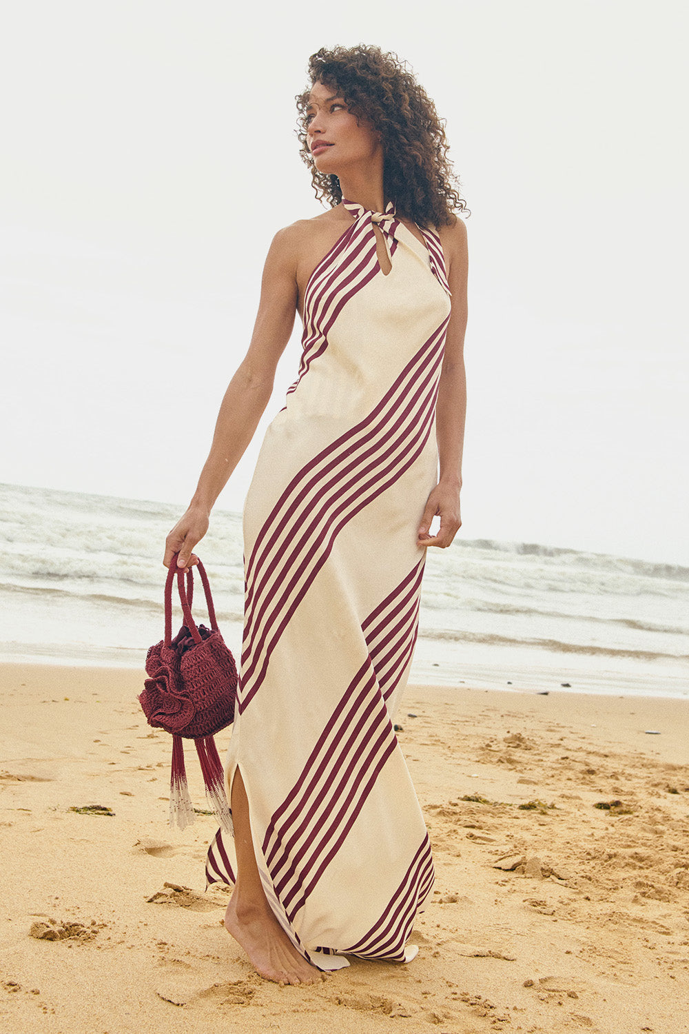 Vestido filosofía del arte ivory burgundy