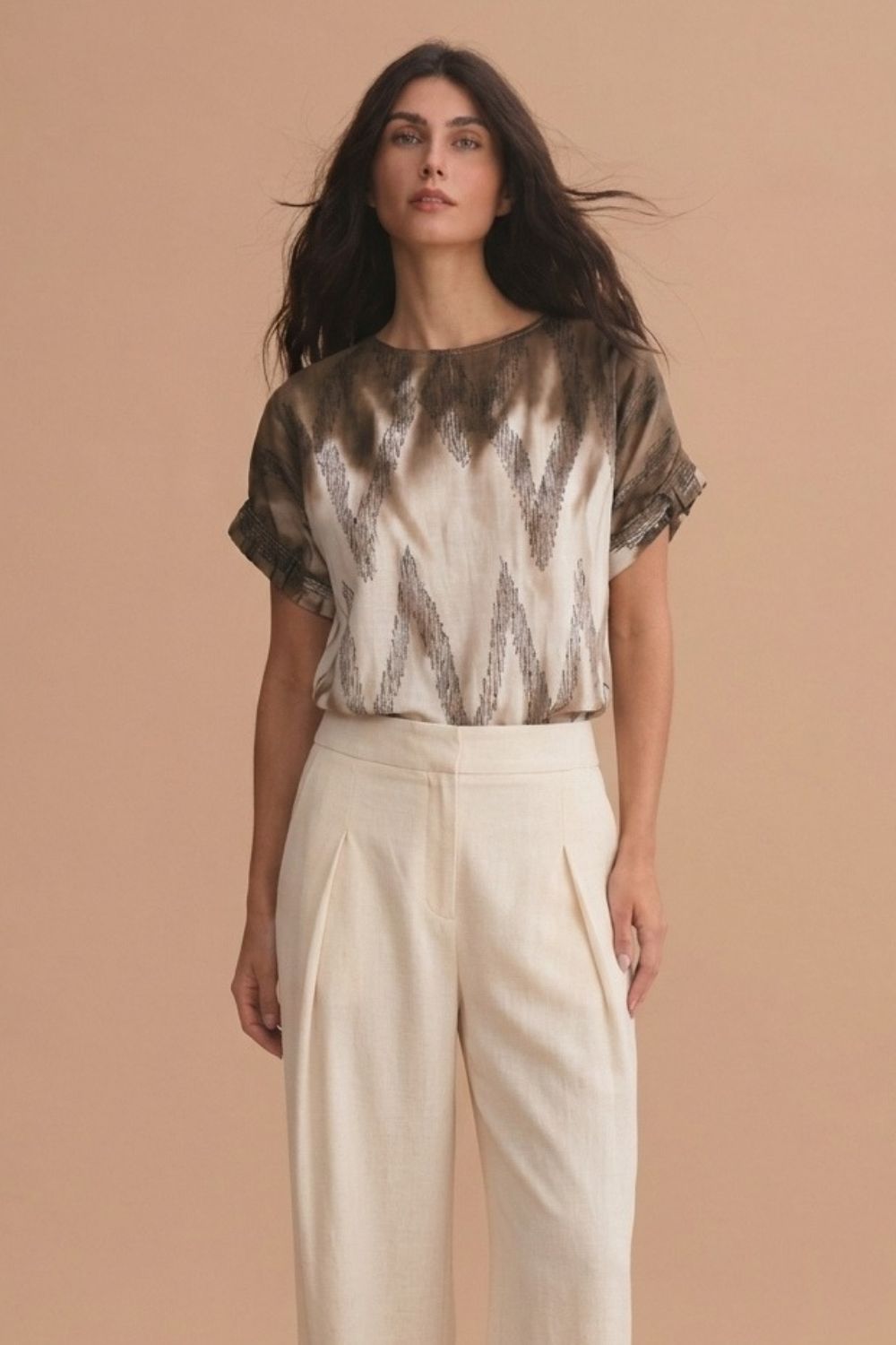 Blusa Kumba ivory coffee