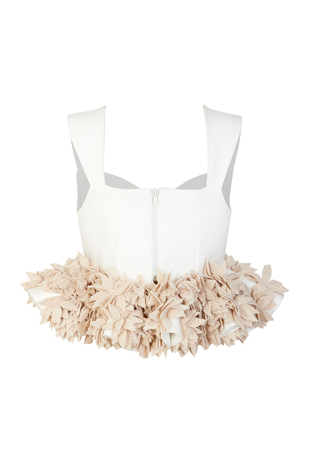 Crop top del mar natural con flor en croche