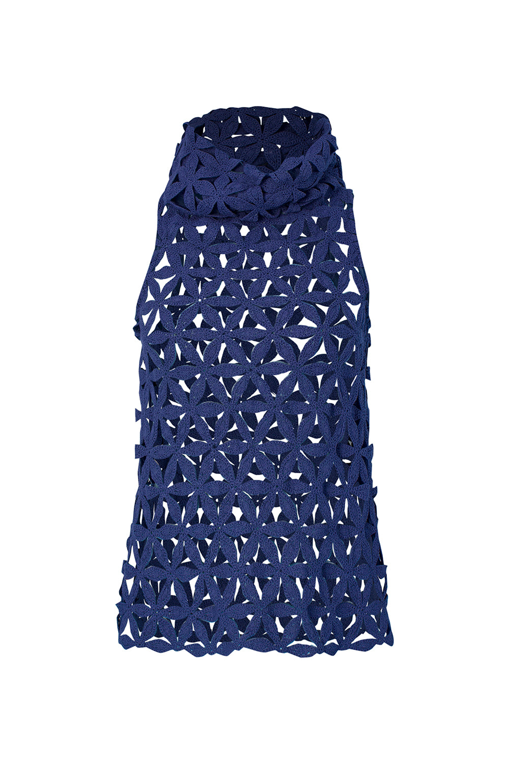 Blusa Noche de Lirios Azul navy crochet
