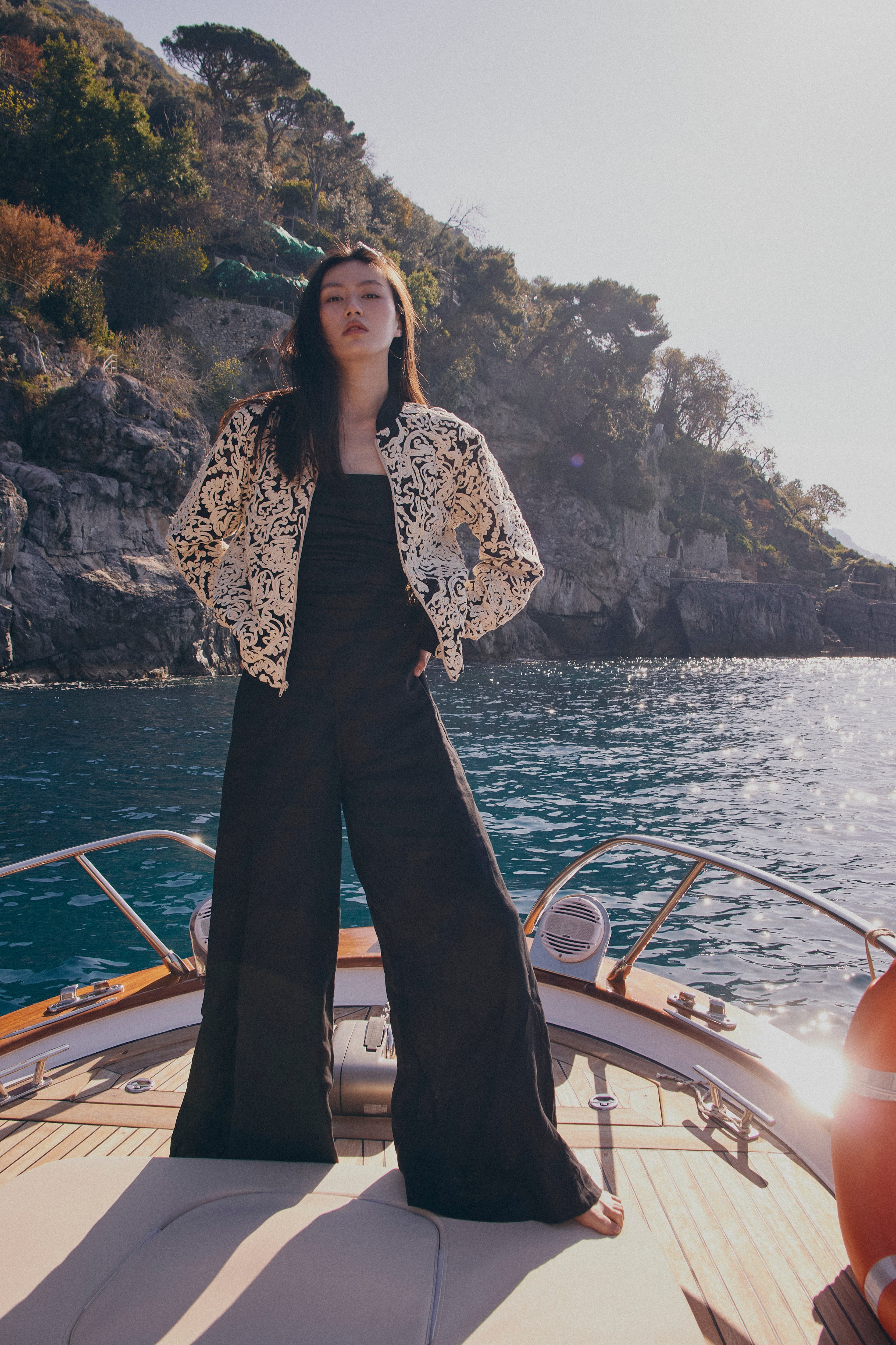 Enterizo nina negro lino