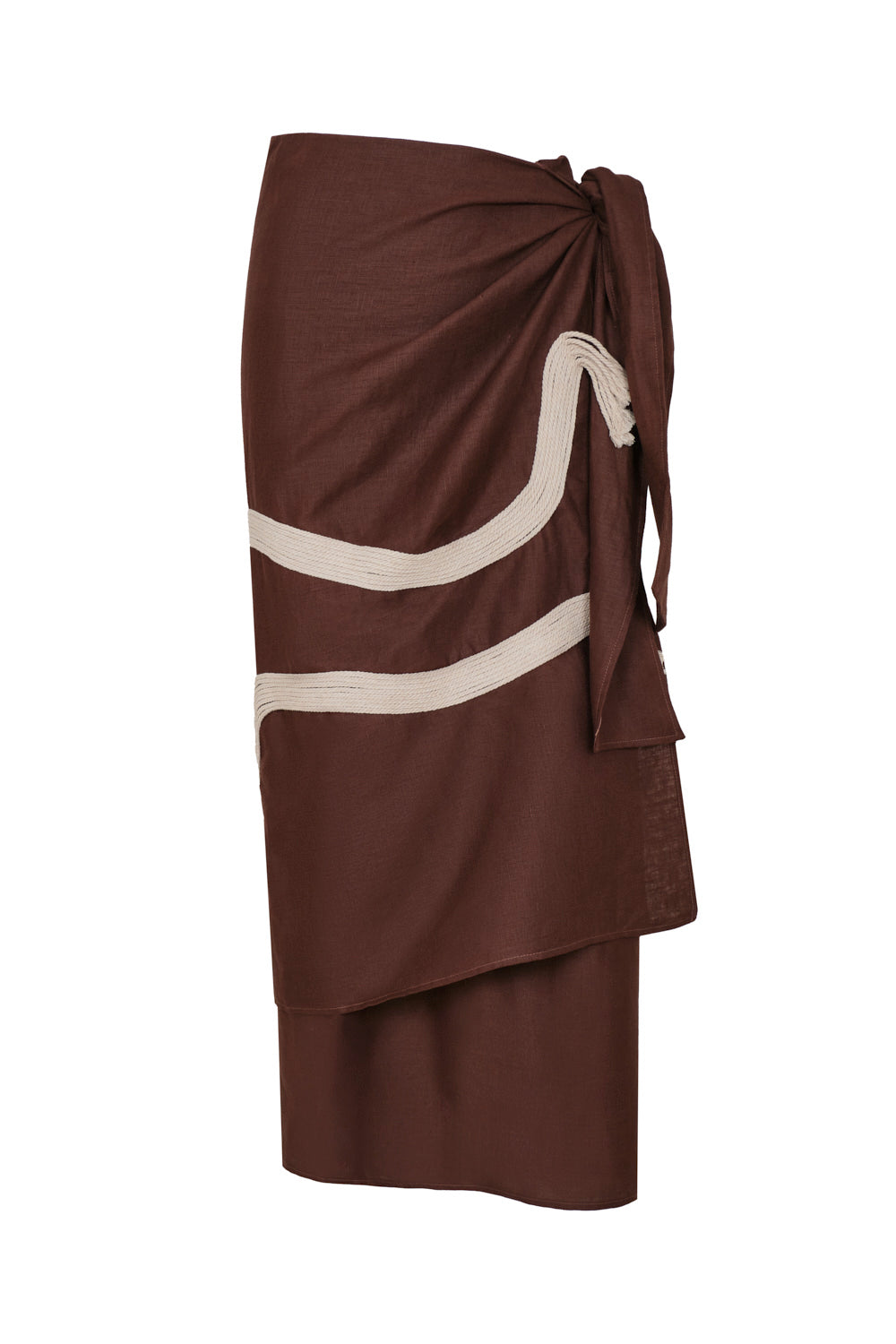 Falda iana bordado coffee, falda mujer