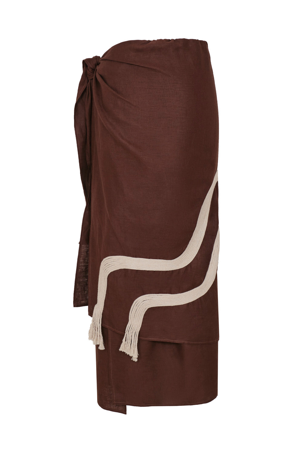 Falda iana bordado coffee, falda mujer