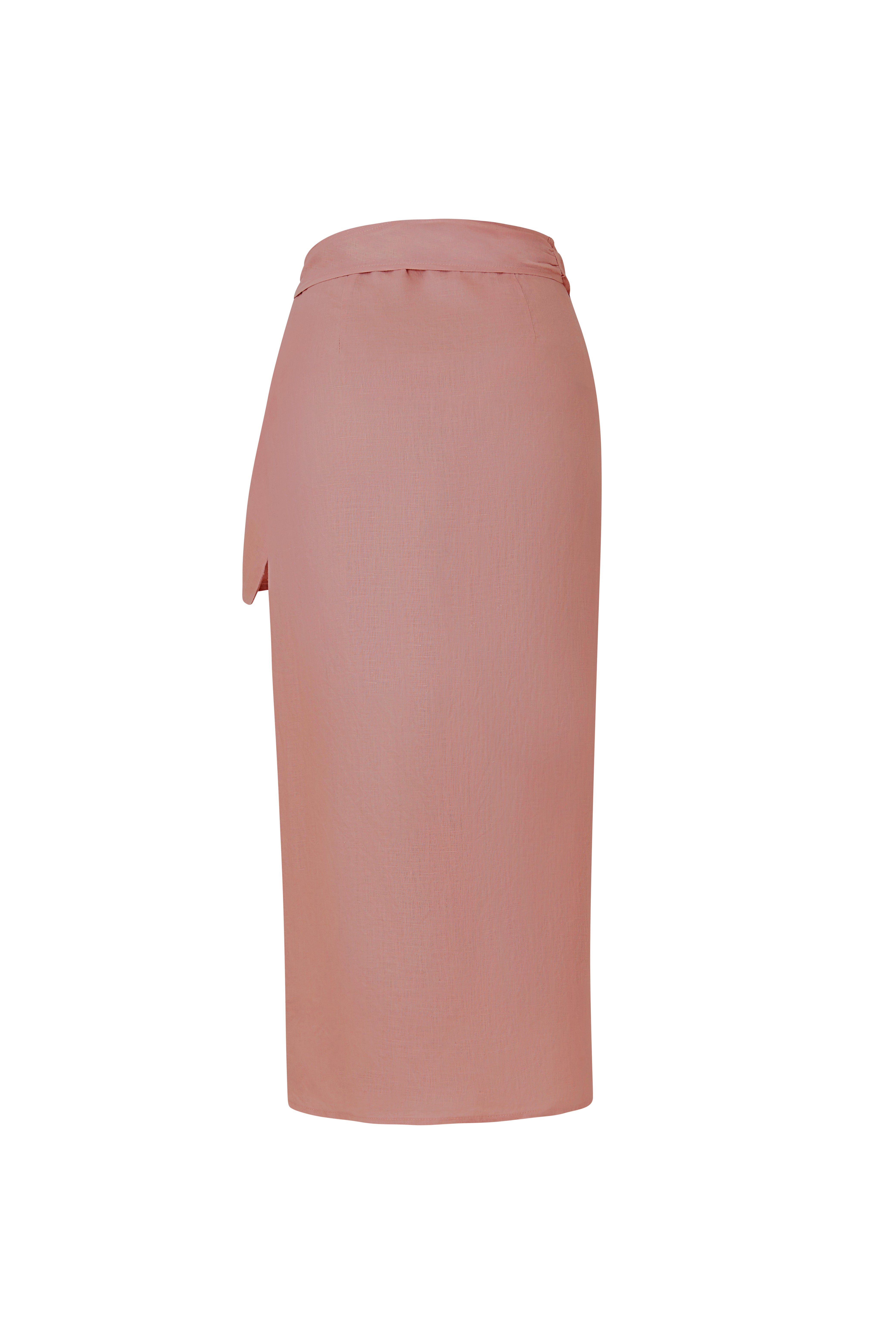 Falda Samoa Mauve lino bordado orquidea