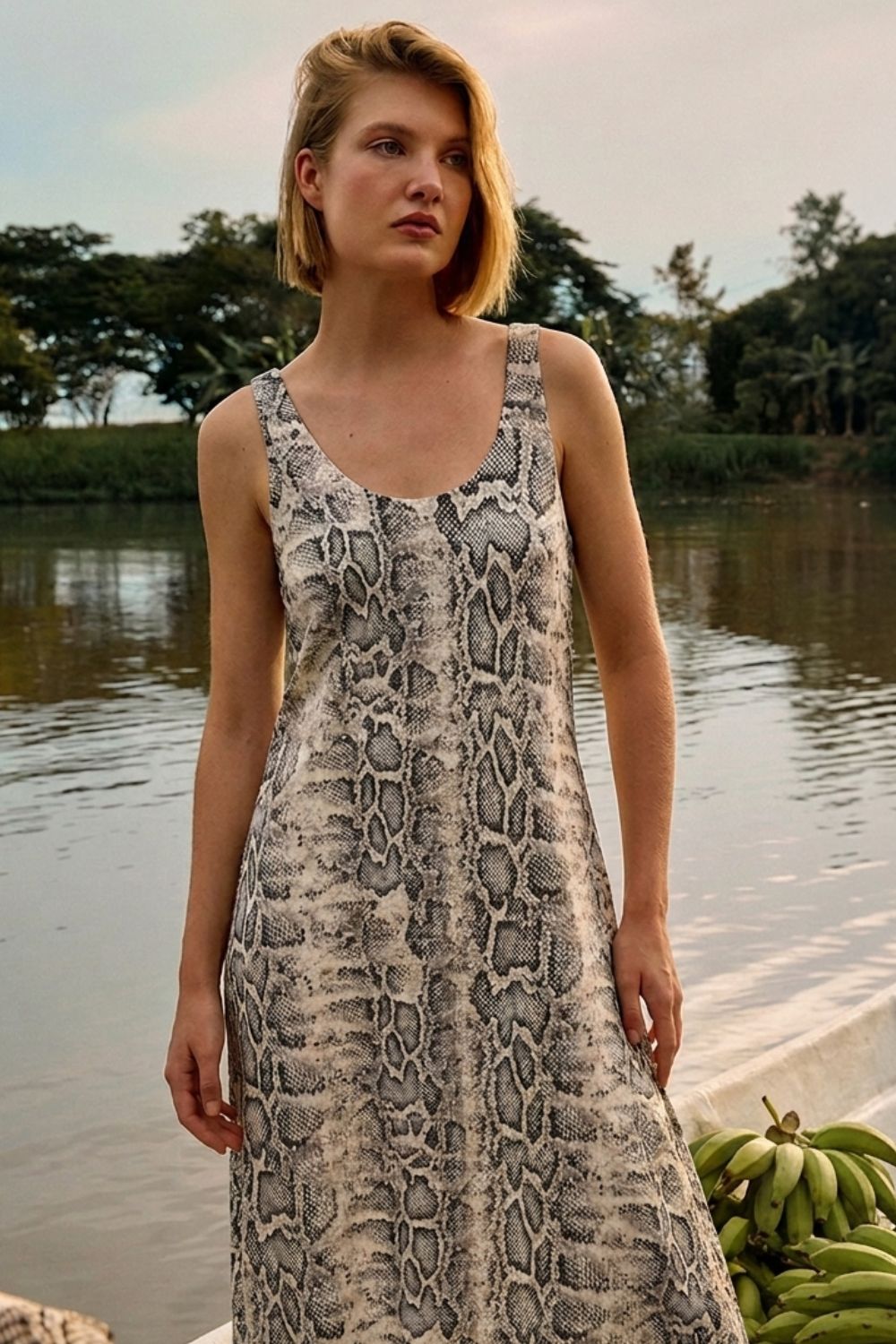 Vestido hojarasca animal print