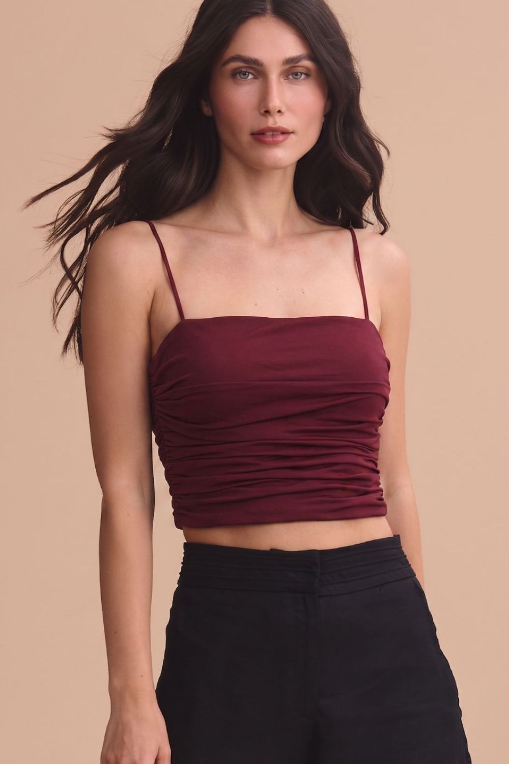 Burgundy pearl crop top