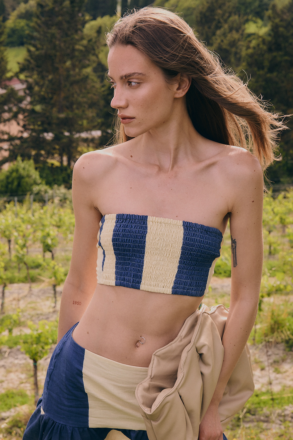 Crop top cleo azul ivory
