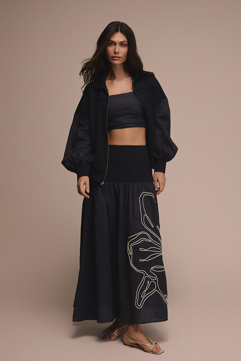 Falda playa dorada azul navy