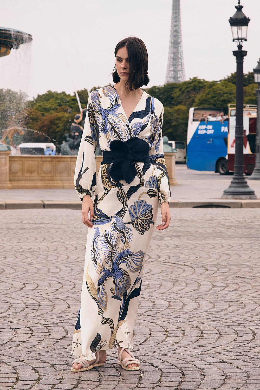 Vestido Alba ivory blue