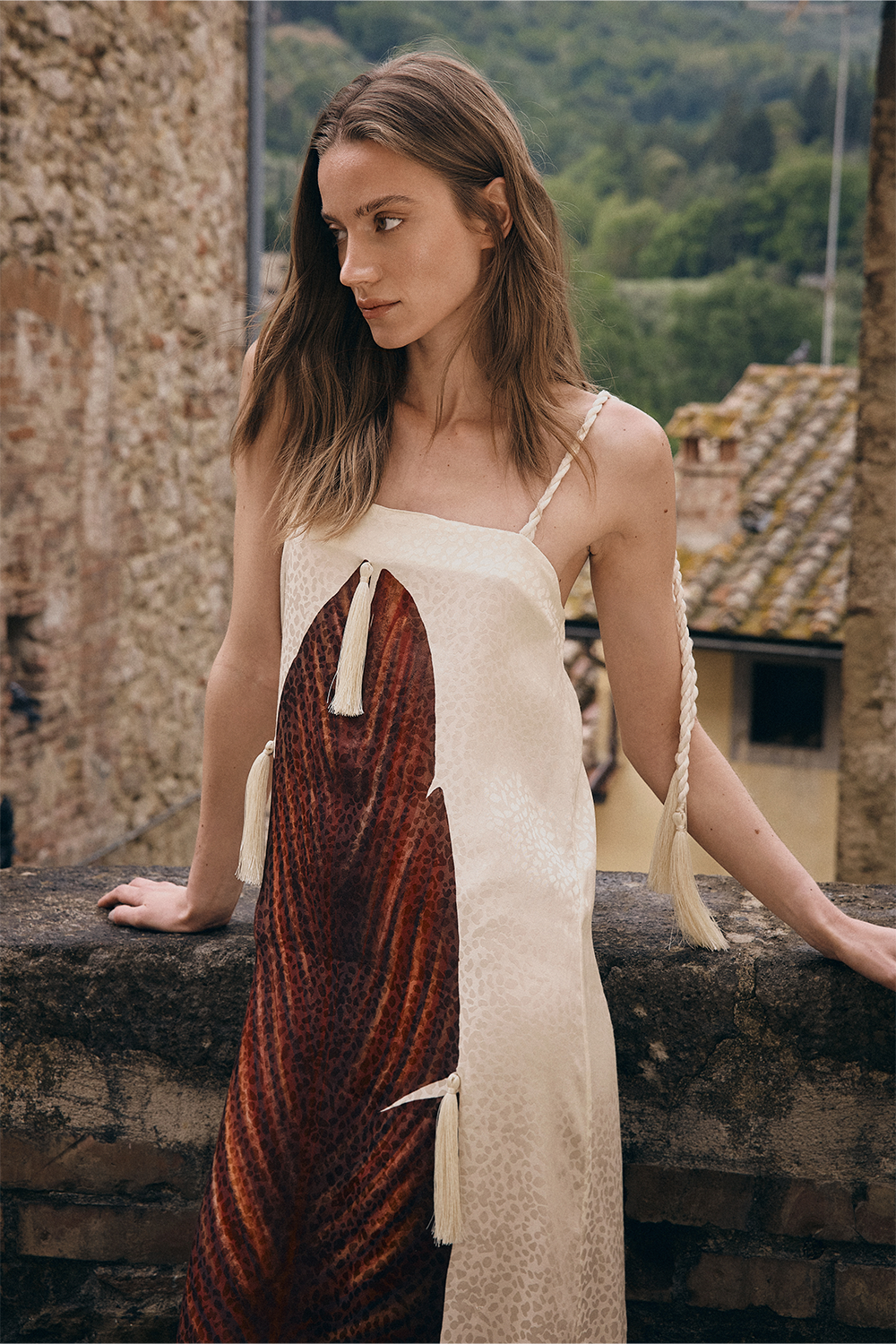 Vestido alendra natural rojo
