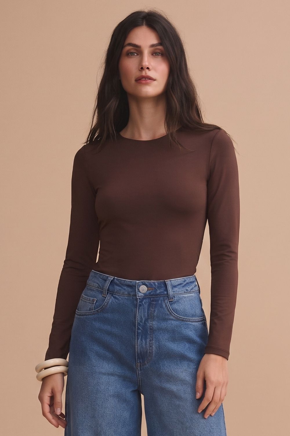 Blusa Hana coffee
