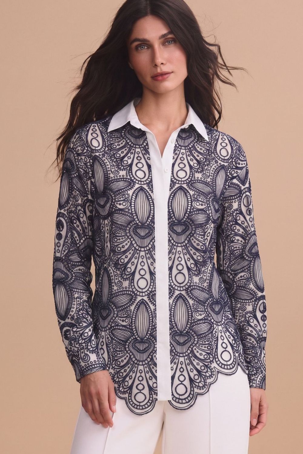Camisa lia ivory navy