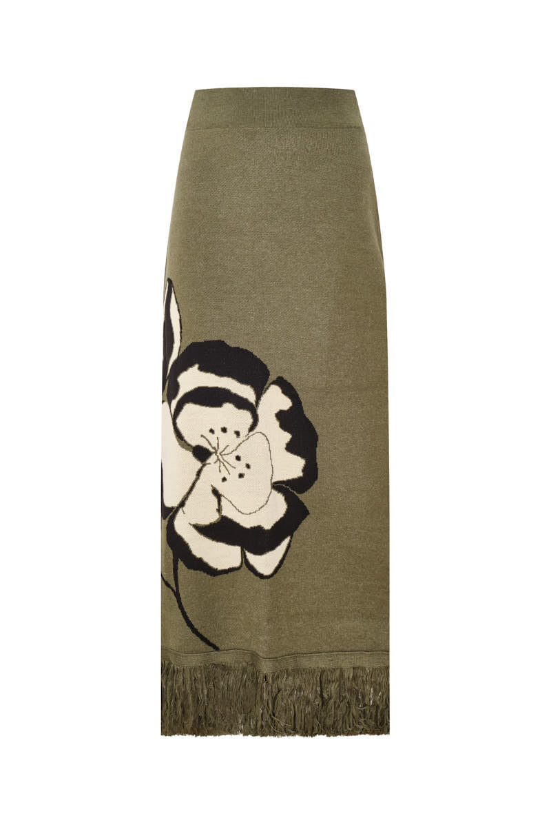 Falda flor de loto ivory verde