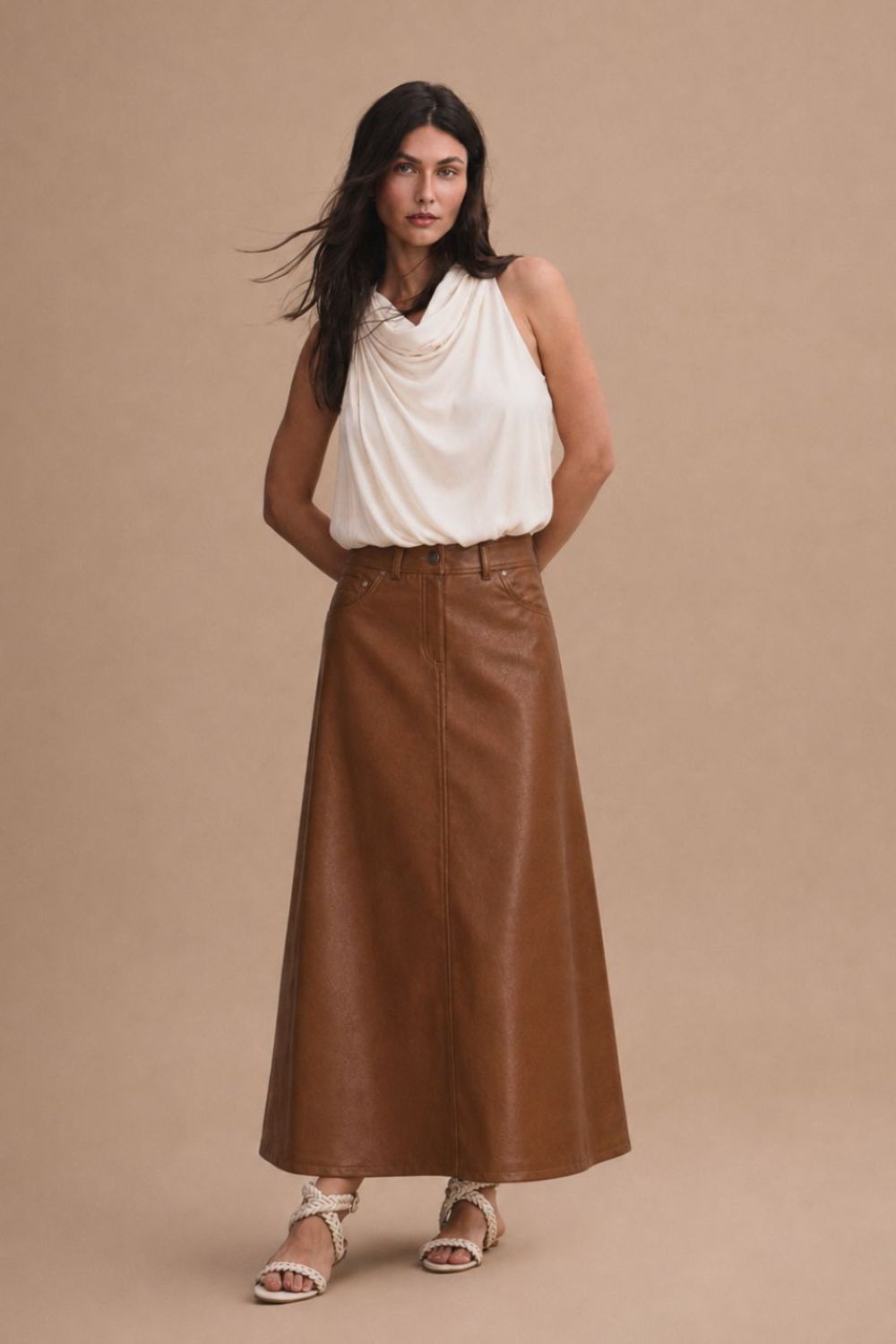 White sand camel skirt
