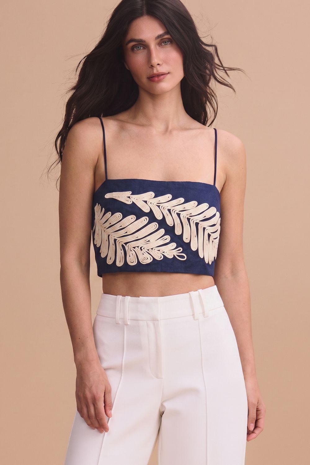 Crop top notre dame navy bordado