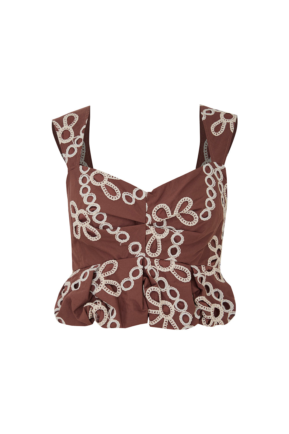Crop top alma hoja rota coffee