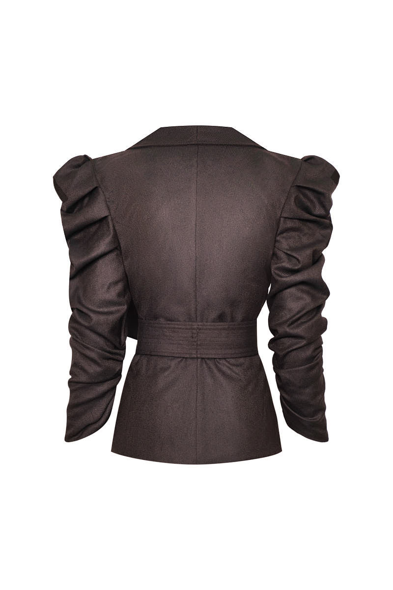 Blazer new arrde con cinturón chocolate