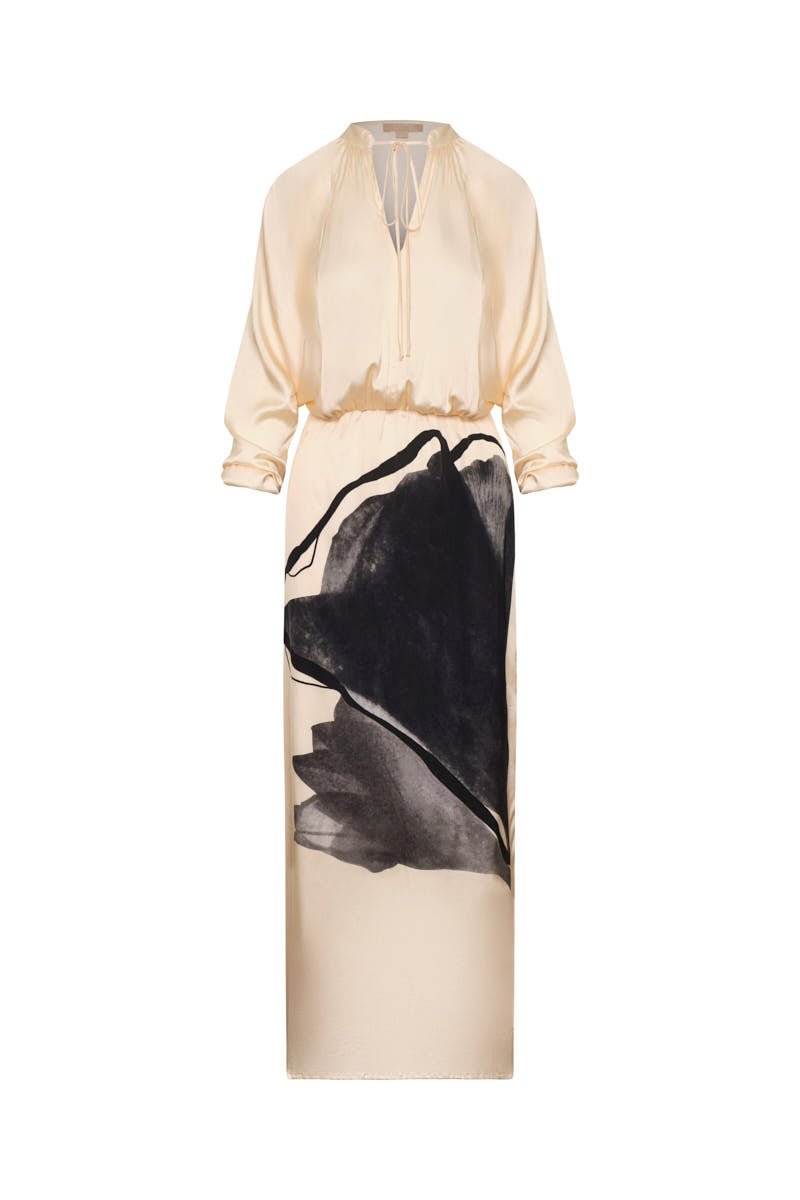 Vestido Orquídea salvaje ivory negro