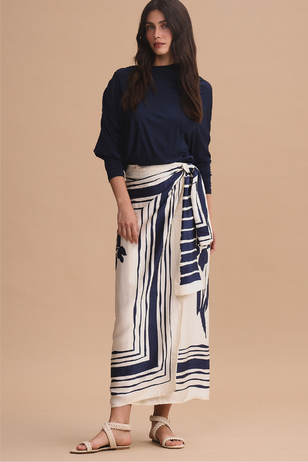 Falda luciana ivory navy