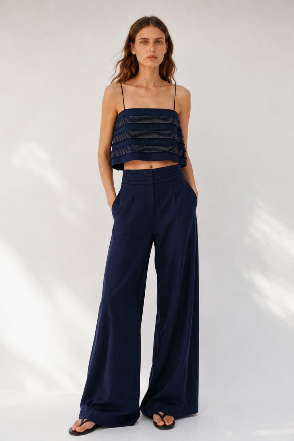 Pantalón burgos bordado azul