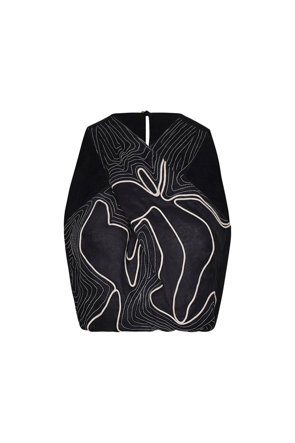 Crop top vereda negro bordado