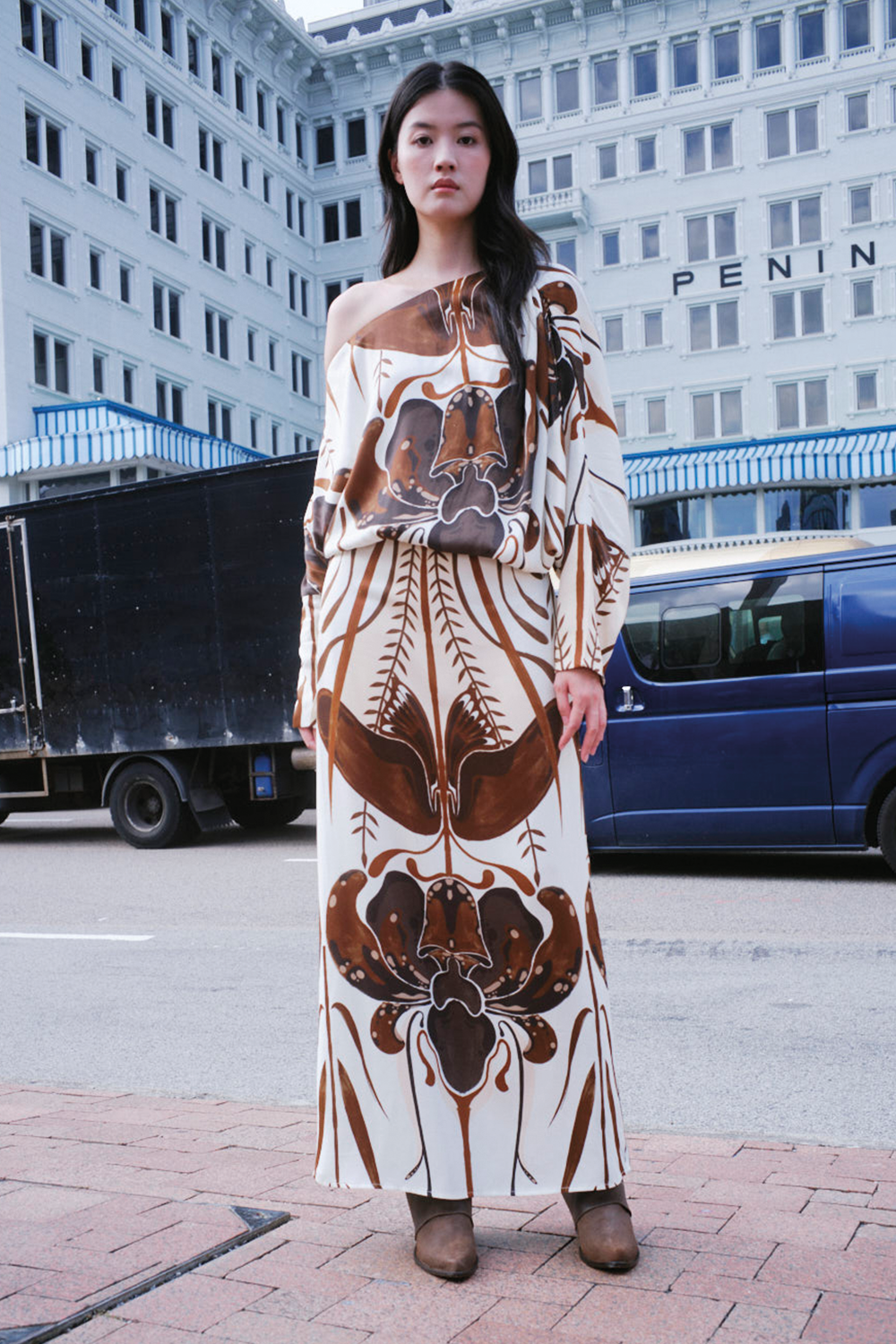 Vestido chengdu ivory coffee