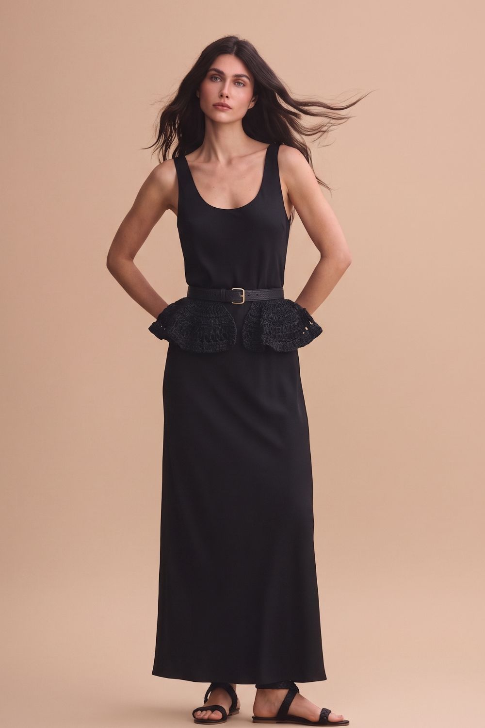 Vestido hojarasca negro